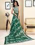 Vasthrlay Womens Printed Unstitched Dark Green Saree