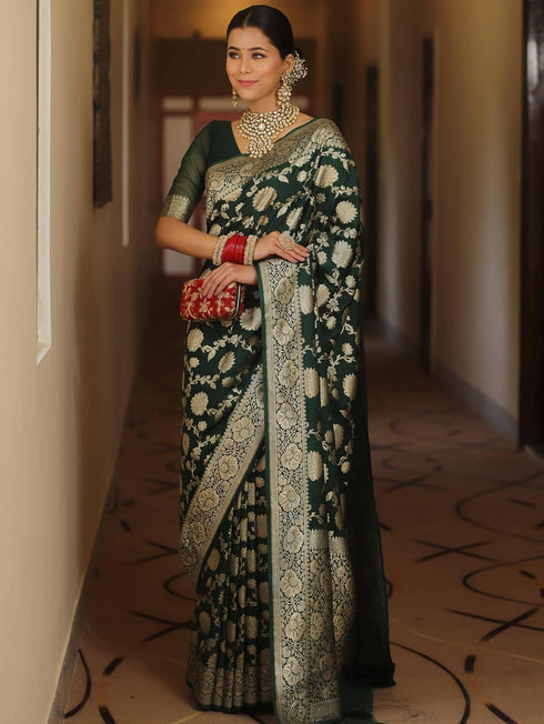 Vsathrlay Saree Kanjivaram Silk Pari Red
