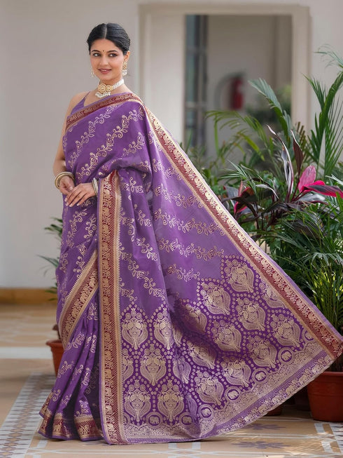 Vasthrlay Weaving Banarasi Unstitched Maroon Saree