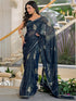 Vasthrlay Georgette Printed Unstitched Green Saree