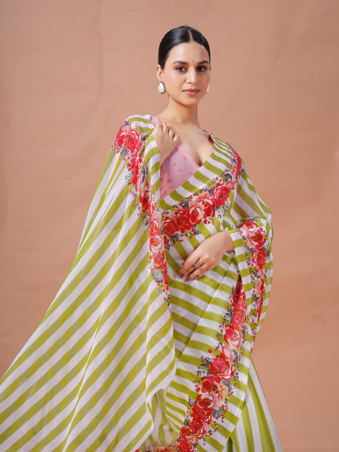 Vasthrlay Pink Unstitched Saree