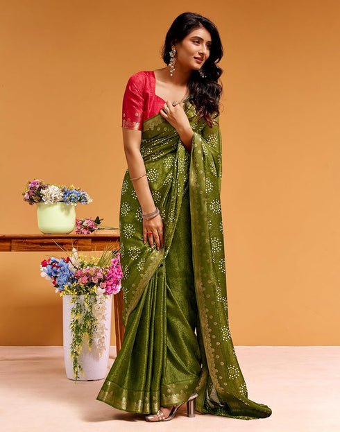 Vasthrlay Weaving Printed Unstitched Maroon Saree