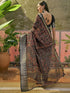 Vasthrlay Georgette Jacquard Black Saree With Unstitched Blouse Piece
