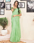 Vasthrlay Printed Striped Unstitched Peach Saree