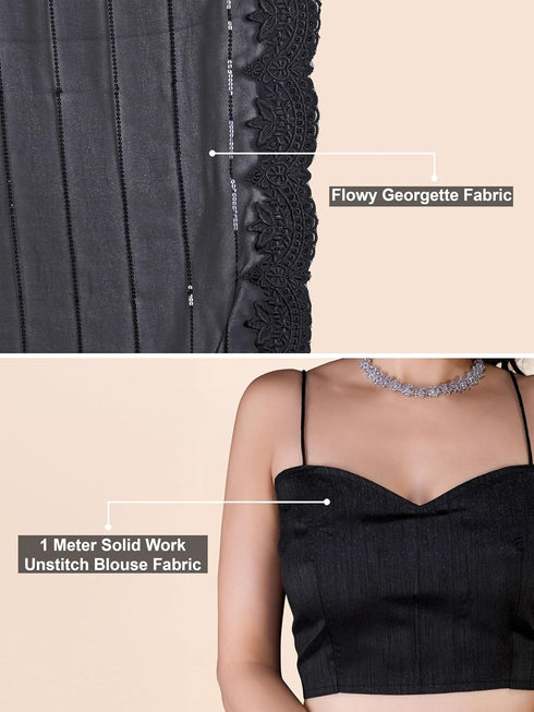Vasthrlay Georgette Embroidery Worksaree Black Ethnic Wear