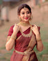 Vasthrlay Banarasi Jacquard Maroon Saree With Unstitched Blouse Piece
