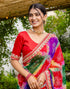 Vasthrlay Georgette Embroidery Unstitched Red Saree