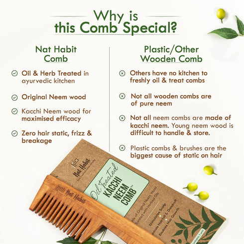 Nat Habit Wide Tooth Kacchi Neem Comb