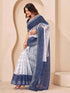 Vasthrlay Bandhani Embroidery Unstitched White Saree