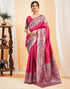 Vasthrlay Womens Paithani Turquoise Saree With Red Unstitched Blouse Piece