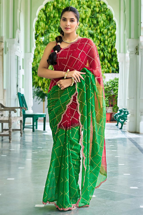 Vasthrlay Sourbh Georgette Plastic Turquoise Ethnic Wear