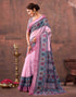 Vasthrlay Special Printed Pink Saree With Unstitched Blouse Piece
