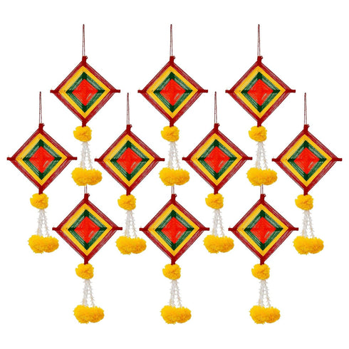 eCraftIndia Lotus Flower Decorative Wall Hanging for Home Decor (Pack of 10) | Lotus Hangings for Main Door Entrance | Pooja Room