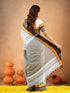 Vasthrlay Handloom Unstitched White Ethnic Wear