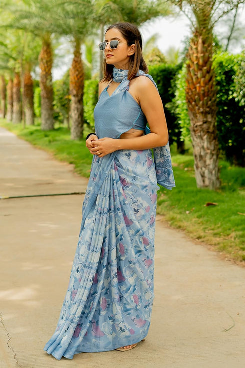 Vasthrlay Fashion Chiffon Georgette Coral Ethnic Wear