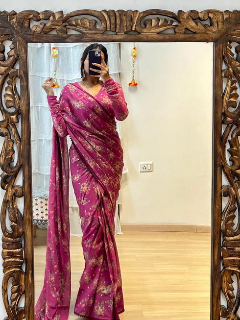 Vasthrlay Georgette Unstitched Saree