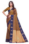Vasthrlay Banarasi Saree Pure Kanjivaram Silk Pattu Coffe Blue Saree With Blouse Piece
