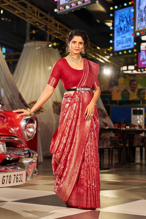 Vasthrlay Women's Kanjivaram Designer Unstitched Saree