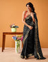 Vasthrlay Weaving Printed Maroon Saree With Unstitched Blouse Piece