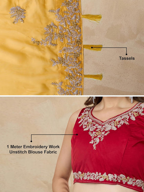Vasthrlay Embroidery Blouse Yellow Ethnic Wear