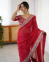 Vasthrlay Georgette Embroidery Mustard Mustard Yellow Saree