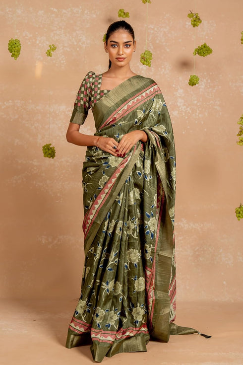 Vasthrlay Fashion Paisley Printed Grey Ethnic Wear