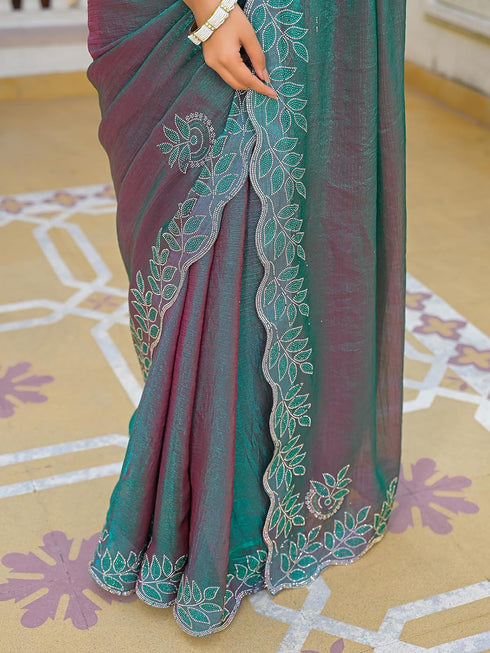Vasthrlay Shimmer Chiffon Lavender Saree
