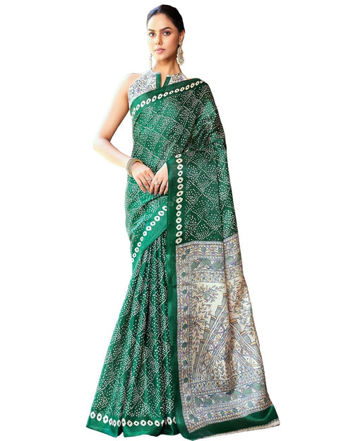 Vasthrlay Bandhani Printed Unstitched Wine Saree