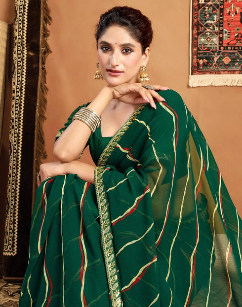 Vasthrlay Georgette Embroidery Unstitched Pink Saree
