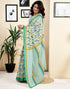 Vasthrlay Womens Printed White And Multi Saree With Unstitched Blouse Piece