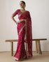 Vasthrlay Georgette Bandhani Maroon Saree With Unstitched Blouse Piece