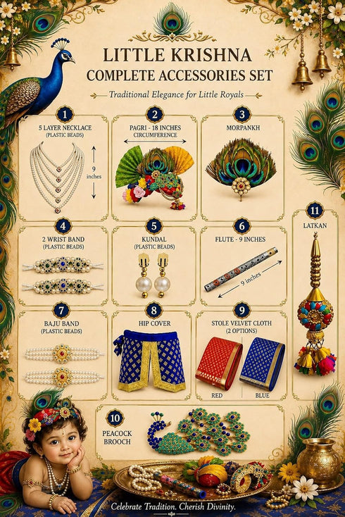 BLU VAPOUR Krishna Dress for Kids, Kanha Costume for Janmashtami, Blue Red & Yellow