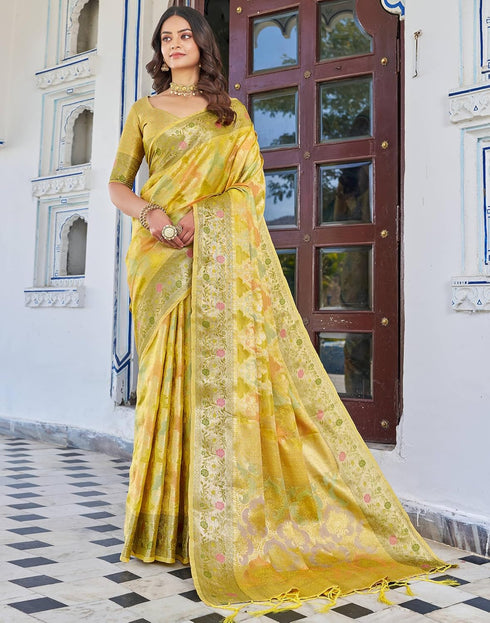 Vasthrlay Banarasi Jacquard Unstitched Grey Saree