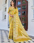 Vasthrlay Banarasi Jacquard Yellow Saree With Unstitched Blouse Piece