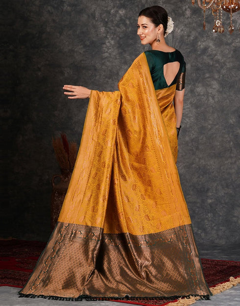 Vasthrlay Banarasi Kanjeevaram Unstitched Beige Saree