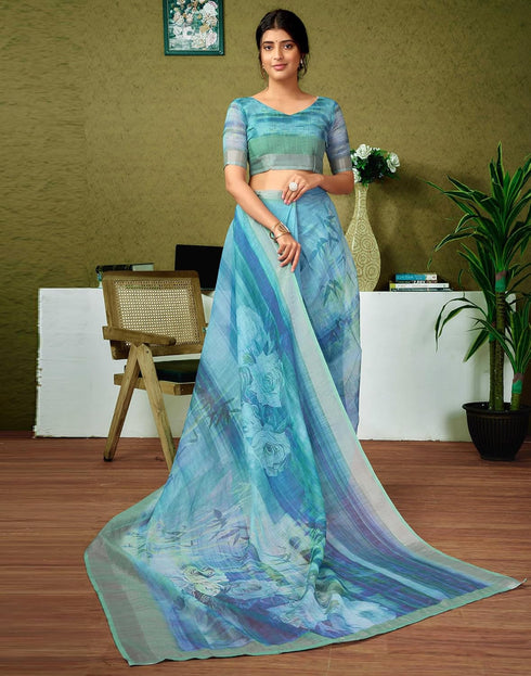 Vasthrlay Womens Cotton Printed Pink Saree