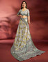 Vasthrlay Printed Jacquard Light Grey Saree With Unstitched Blouse Piece