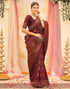 Vasthrlay Womens Weaving Maroon | Copper Saree With Unstitched Blouse Piece