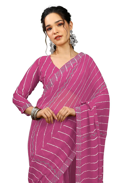 Vasthrlay Fashion Georgette Stripes Navy Ethnic Wear