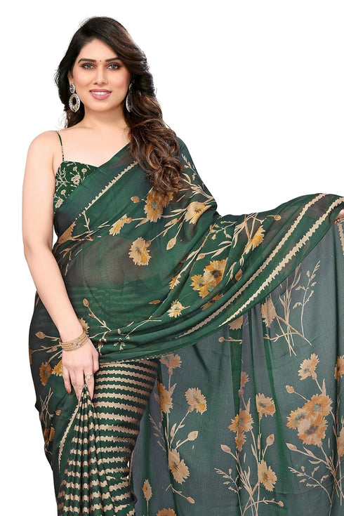 Vasthrlay Fashion Chiffon Printed Grey Ethnic Wear