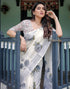 Vasthrlay Womens Printed Unstitched Light Green Saree