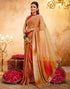 Vasthrlay Georgette Bandhani Orange Saree With Unstitched Blouse Piece