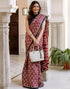 Vasthrlay Womens Printed Unstitched Maroon Saree