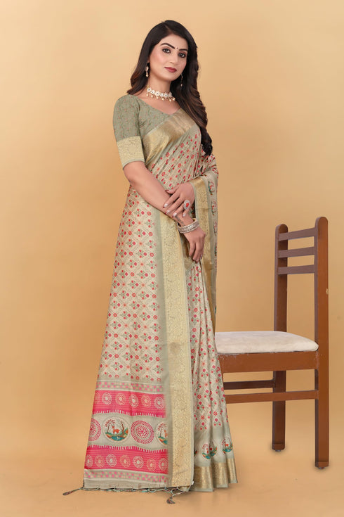 Vasthrlay Kanjivaram Traditional Unstitched Saree