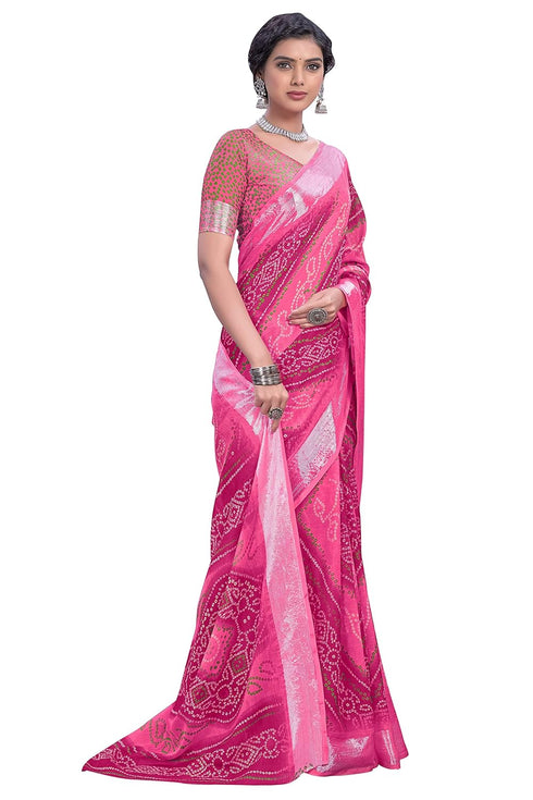Vasthrlay Bandhani Chiffon Blue Ethnic Wear