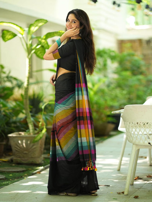 Vasthrlay Handloom Unstitched White Ethnic Wear