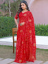 Vasthrlay Chiffon Printed Unstitched Teal Saree