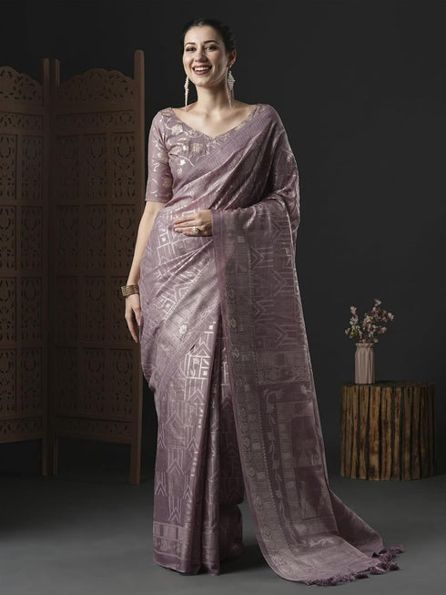 Vasthrlay Cotton Unstitched Mauve Su Ethnic Wear
