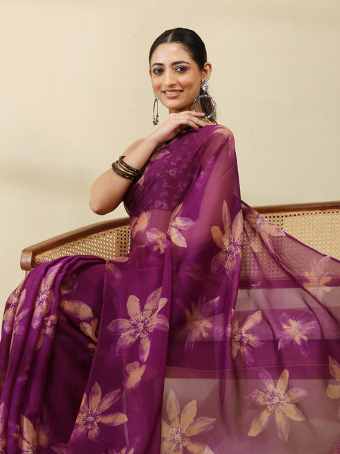 Vasthrlay Chiffon Floral Saree
