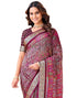 Vasthrlay Georgette Printed Unstitched Red Saree